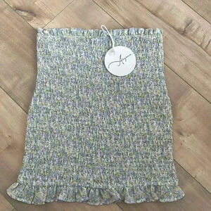 NWT Aiyana Smocked Open Road Skirt Sz 6 Pastel Floral Made in Australia